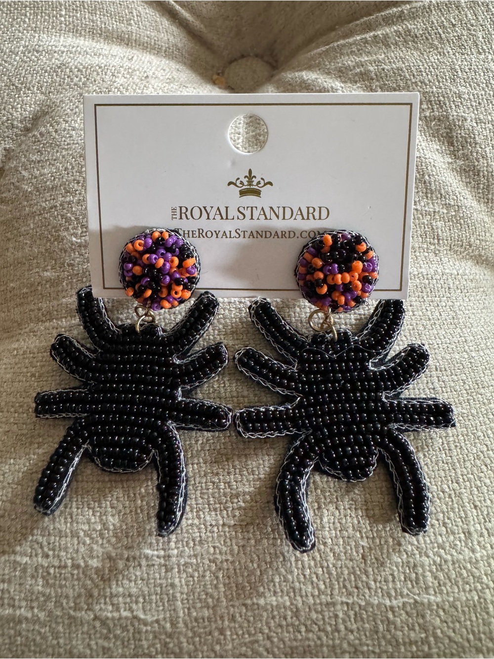 Royal Standard Spooky Spider Beaded Earrings NWT